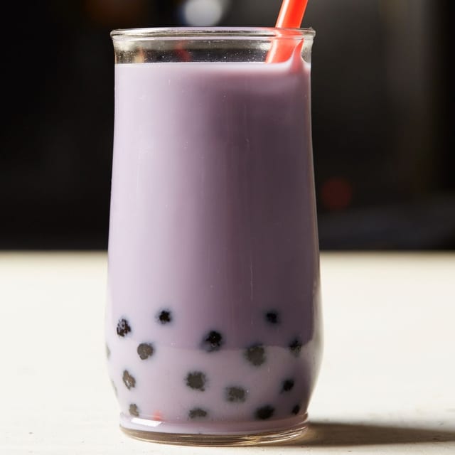 Taro Milk Tea Boba Drink.