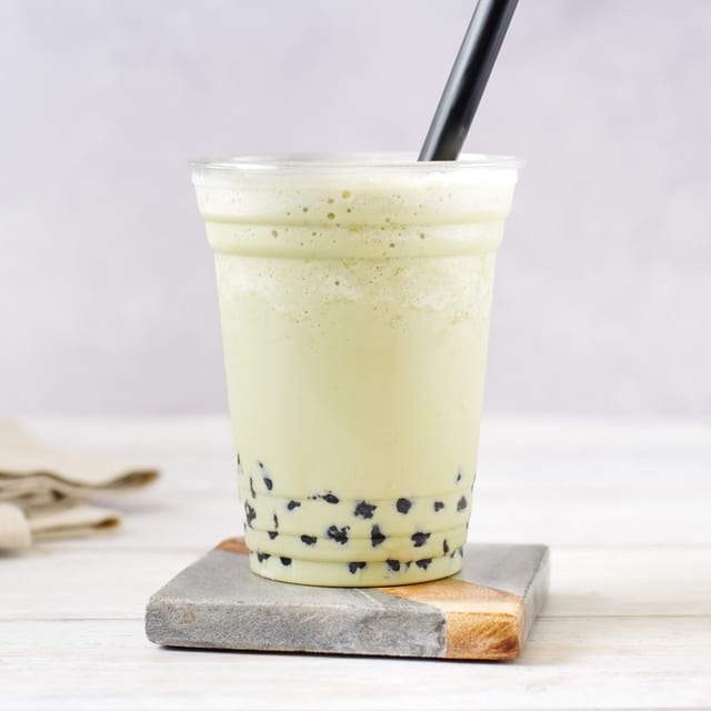 Green Tea Milk Tea Boba Drink.