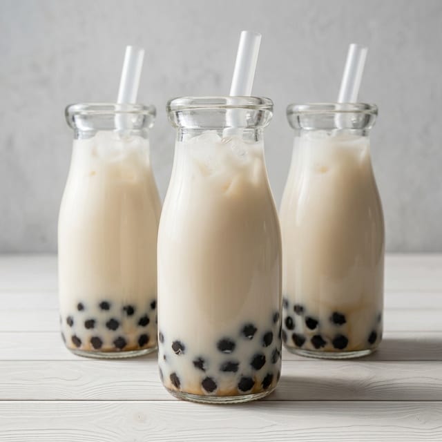 Coconut Milk Tea Boba Drink.