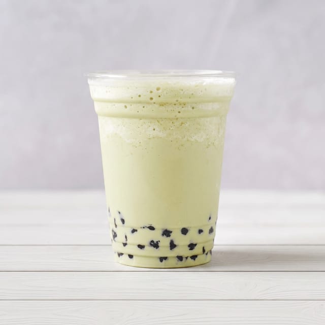 Green Tea Milk Tea Boba Drink.