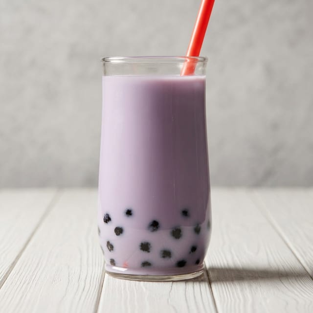 Taro Milk Tea Boba Drink.