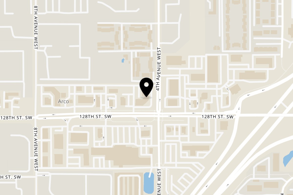 Map showing the location of Vigo Coffee Smoothies & Tea on 12720 4th Ave W Suite E in Everett